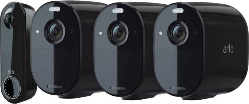 Arlo Essential Beveiligingscamera Zwart 3-pack + Wire Free Video Doorbell Zwart