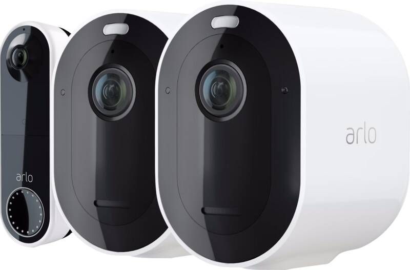 Arlo Pro 4 Beveiligingscamera Wit 2-pack + Wire Free Video Doorbell Wit
