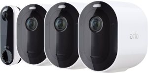 Arlo Pro 4 Beveiligingscamera Wit 3-pack + Wire Free Video Doorbell Wit