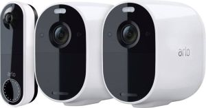 Arlo Ultra 2 Beveiligingscamera 4K Wit 2-Pack + Wire Free Video Doorbell Wit