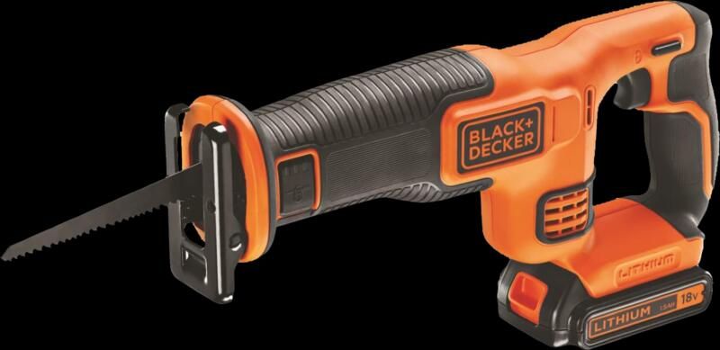 Black+Decker BDCR18E1 18V 2.5Ah Reciprozaag | 1x 18V 2.5Ah Lithium-ion accu + 1A Lader | 1x 15cm zaagblad BDCR18E1-QW