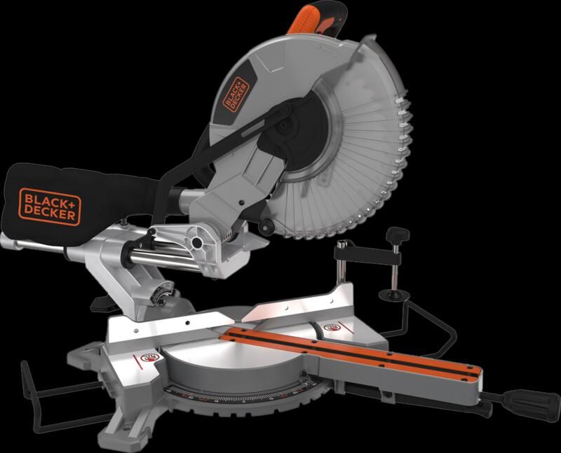 Black+Decker BES710 2100W 254mm Afkort- en verstekzaag | 1x Zaagblad 48 hardmetalen tanden | Stofzak BES710-QS