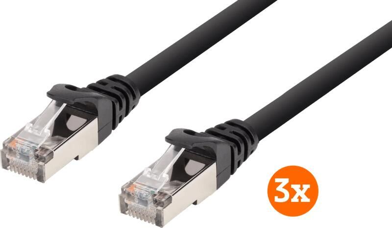 BlueBuilt Netwerkkabel FTP CAT6 10 meter Zwart 3-Pack