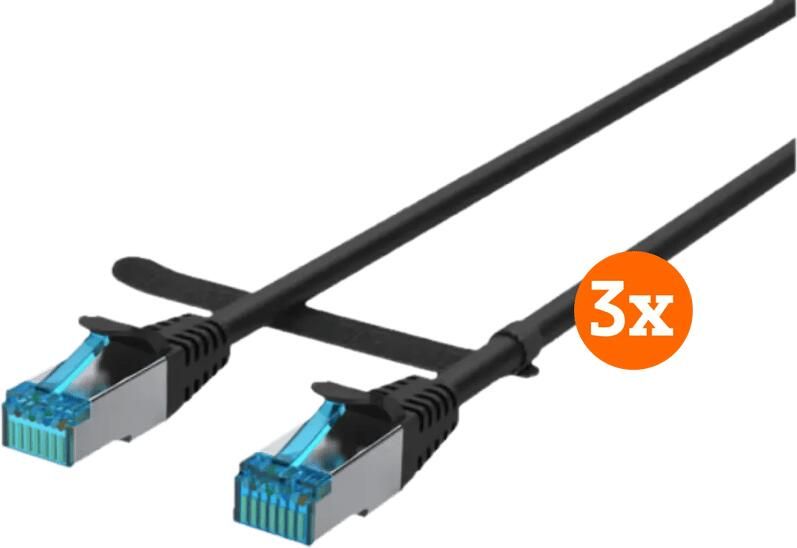 BlueBuilt Netwerkkabel STP CAT6 0 5 meter Zwart 3-Pack