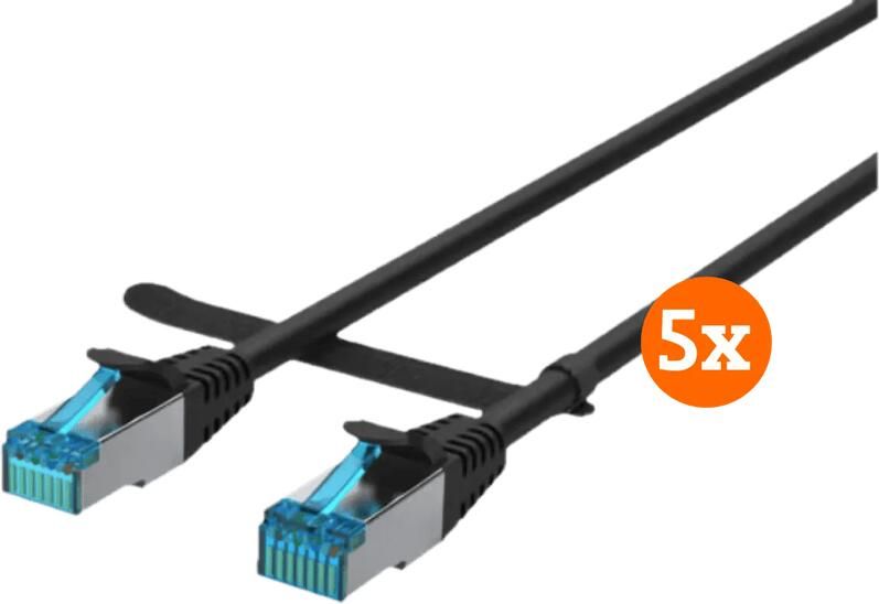 BlueBuilt Netwerkkabel STP CAT6 0 5 meter Zwart 5-Pack