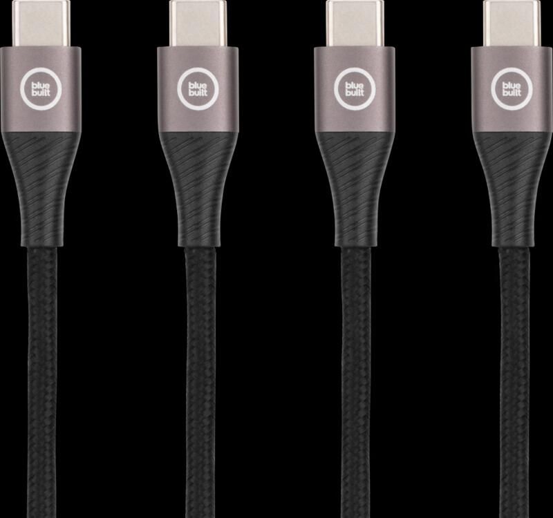BlueBuilt Usb C naar Usb C Kabel 1 5m Nylon Zwart Duo Pack