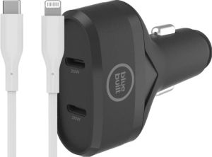 BlueBuilt Power Delivery Autolader 20W Zwart + Veripart Lightning Kabel 1m Kunststof Wit