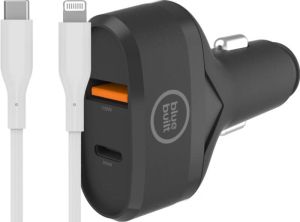BlueBuilt Snelle Autolader 20W Zwart + Veripart Lightning Kabel 1m Kunststof Wit