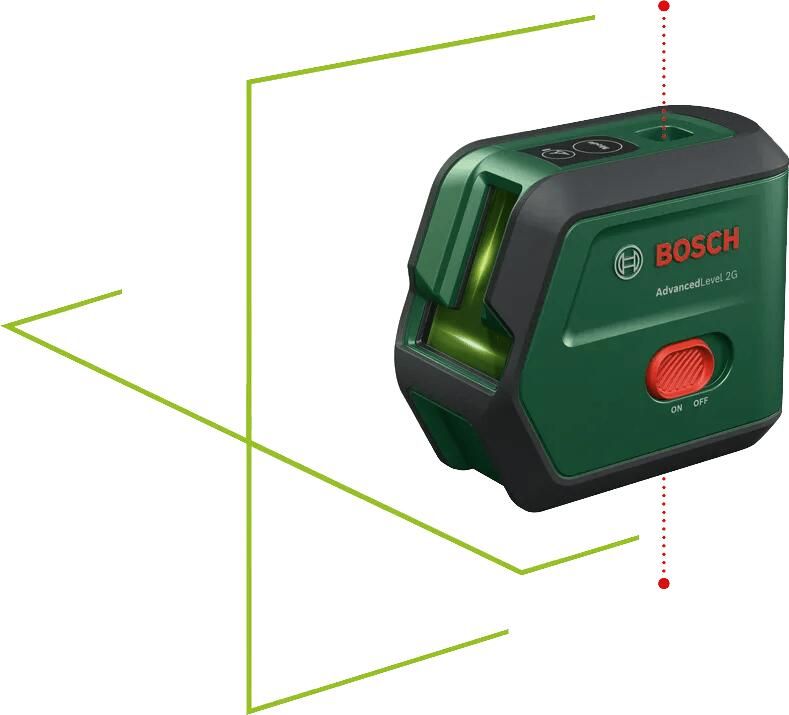 Bosch Groen AdvancedLevel 2G Kruislijnlaser | Geïntegreerde Li-ion batterij + Opbergetui 0603663GZ0