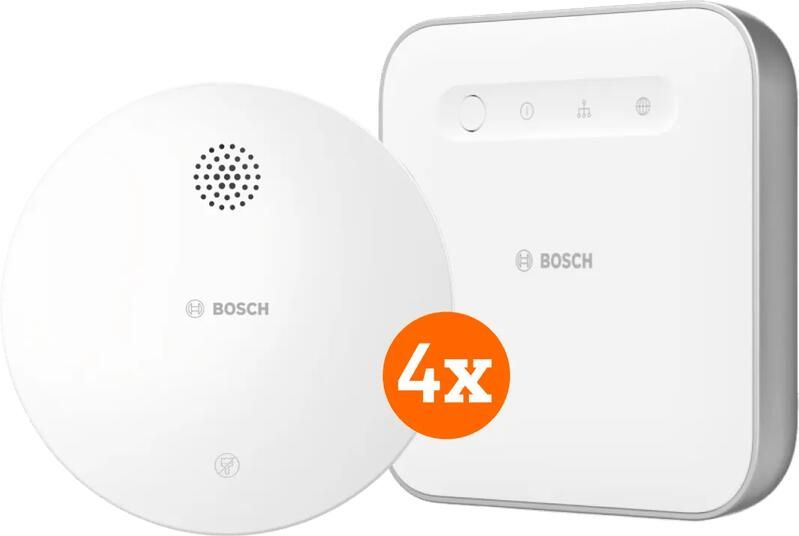 Bosch Draadloze Rookmelder 4-Pack + Smart Home Controller
