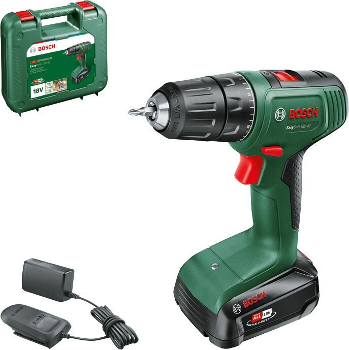 Bosch Groen EasyDrill 18V-40 | Accuschroefboormachine met twee standen | Incl. Accu en Lader 06039D8004