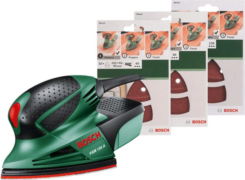 Bosch Groen PSM 100 A Multischuurmachine + 30 schuurvellen 100W 06033B7002