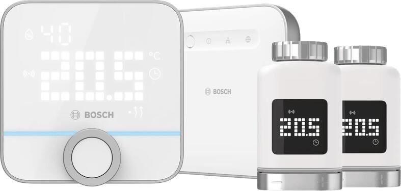 Bosch Slimme Radiatorknoppen 2-Pack + Smart Home Controller + Slimme Kamerthermostaat 230V