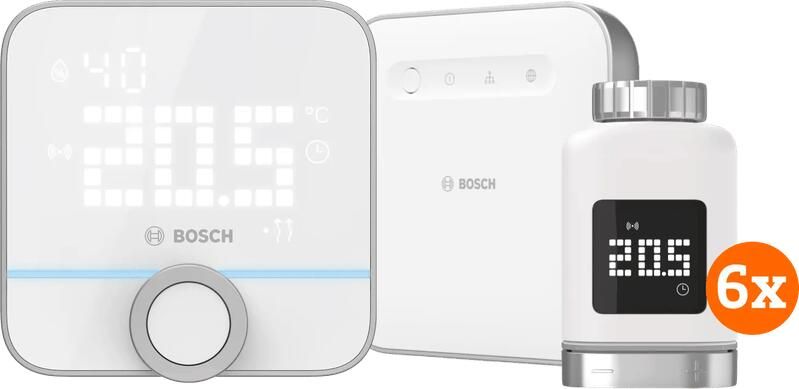 Bosch Slimme Radiatorknoppen 6-Pack + Slimme Kamerthermostaat + Smart Home Controller