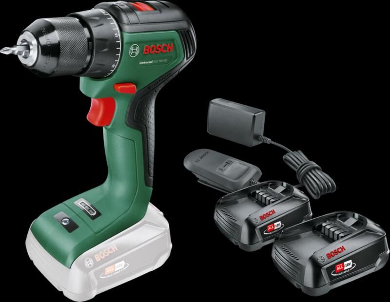 Bosch UniversalDrill 18V-60 + 2.5 Ah Accu (2x)
