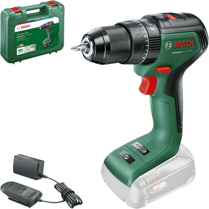 Bosch Groen UniversalImpact 18V-60 | Accuklopboorschroevendraaier | met twee standen | Excl. Accu en Lader 06039D7100