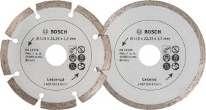 Bosch 2 Diamantzaagbladen voor tegels en bouwmaterialen 115 mm Ø