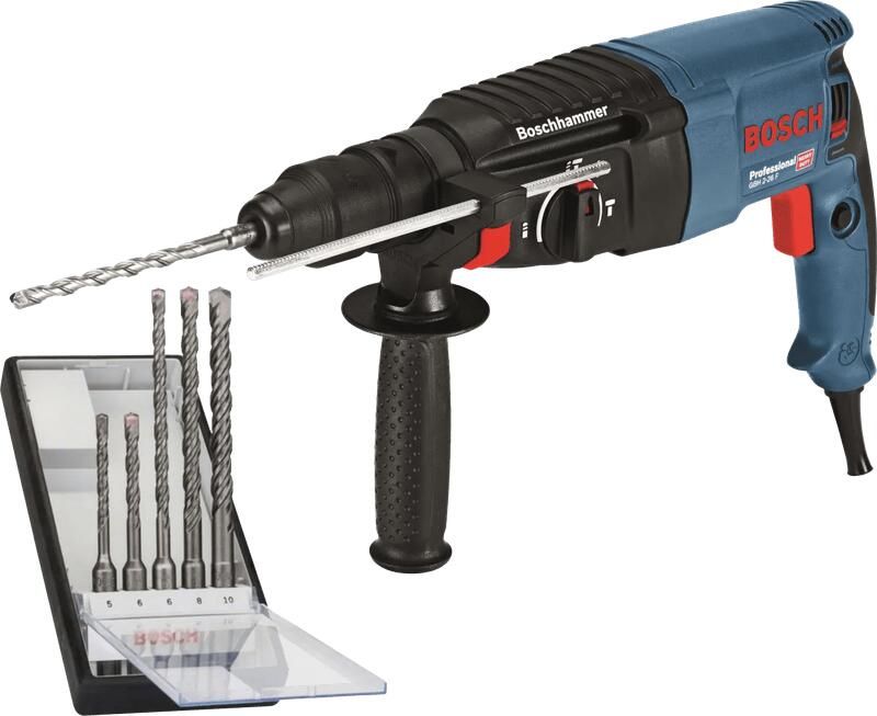 Bosch Blauw GBH 2-26 F Professional Boorhamer met SDS-plus | 2.7J 830w + 5-delige SDS-Plus borenset 06112A4001