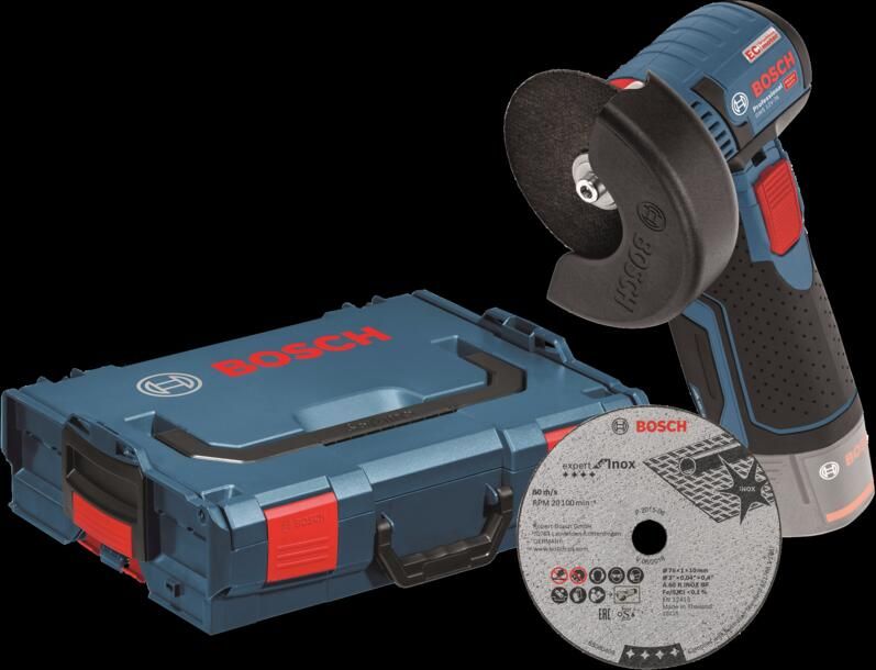 Bosch Blauw GWS 12V-76 Haakse accu slijpmachine | In L-Boxx | zonder accu&apos;s en lader 06019F2003