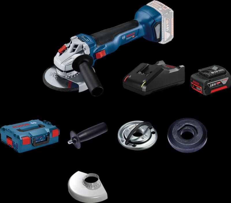 Bosch Professional GWS 18V-10 + 4 0 Ah GBA accu en snellader