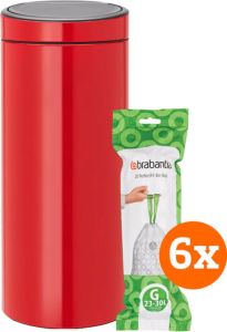Brabantia Touch Bin 30 Liter Passion Red + Vuilniszakken (120 stuks)