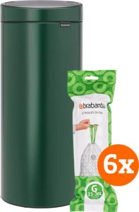 Brabantia Touch Bin 30 Liter Pine Green + Vuilniszakken (120 stuks)