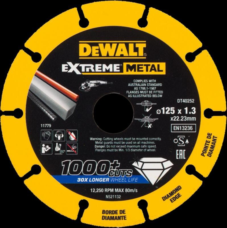 DeWalt DT40252 Extreme Metal Diamantschijf | 125 x 22.23 x 1.3 mm DT40252-QZ
