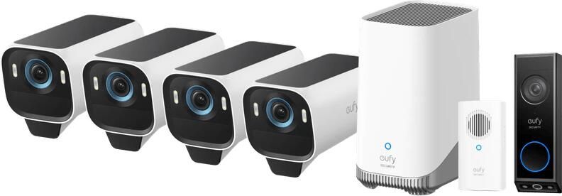 Eufy Anker Cam S3 Pro 4-Pack + Video Doorbell E340 + Chime