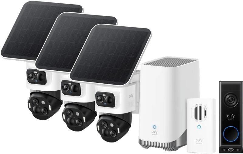 Eufy Anker Cam S4 3-Pack + HomeBase 3 + Video Doorbell E340 + Chime