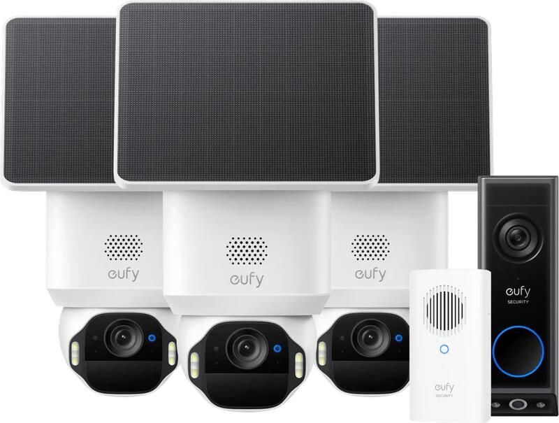 Eufy Anker SoloCam E42 3-Pack + Video Doorbell E340 + Chime