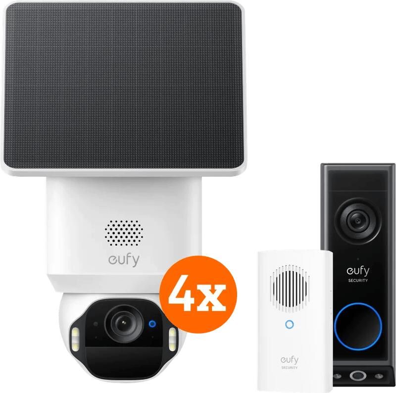 Eufy Anker SoloCam E42 4-Pack + Video Doorbell E340 + Chime