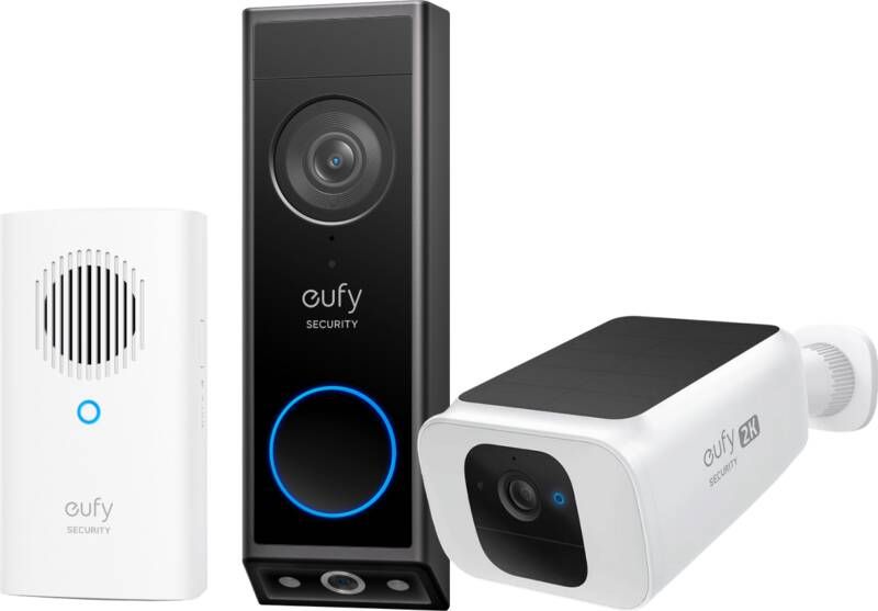 Eufy Video Doorbell E340 met Chime + Solocam S40 Solar 2K