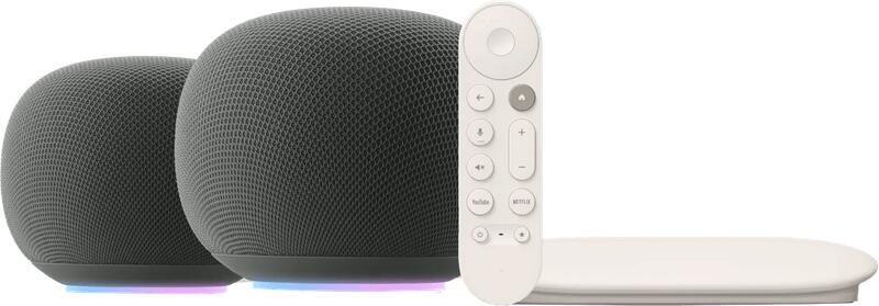 Google Home Speaker Grijs Duo Pack + TV Streamer 4K