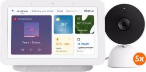 Google Nest Cam Indoor Wired 5-pack + Hub 2