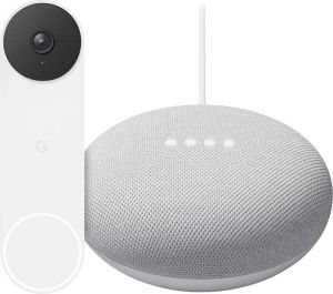 Google Nest Doorbell Battery + Mini Wit slimme speaker & chime