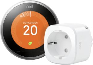 Google Nest Learning Thermostat V3 Premium Zilver + Eve Energy