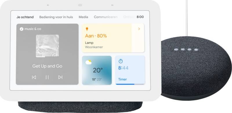 Google Nest Mini Grijs + Hub Charcoal