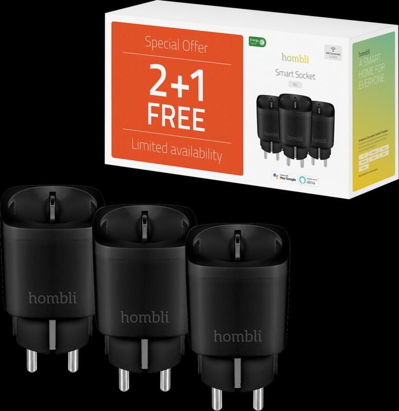 Hombli Slimme Stekker Zwart 3-Pack