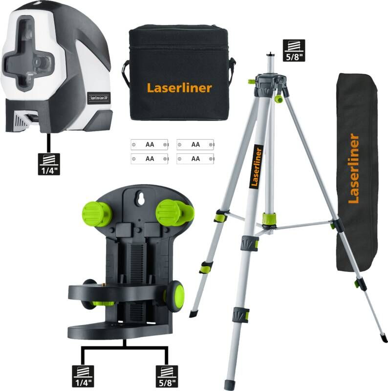 Laserliner SuperCross-Laser 2GP Set | Automatische Kruislijnlaser | Loodfunctie | 150cm 081.192A