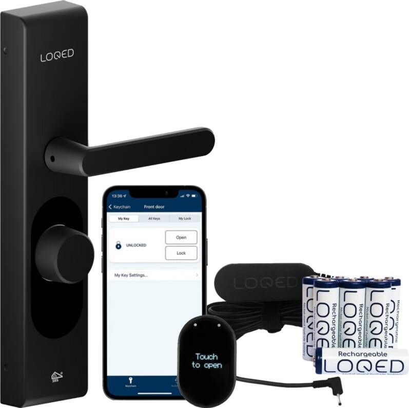 LOQED Touch Smart Lock Zwart + Power Kit