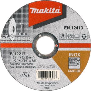 Makita B-12239 Doorslijpschijf 125x22 23x1 0mm RVS | Mtools