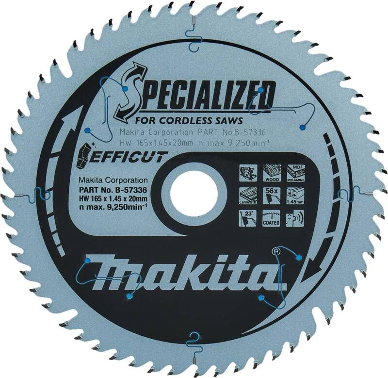 Makita Cirkelzaagblad Hout Efficut 165x20x1 45 56T