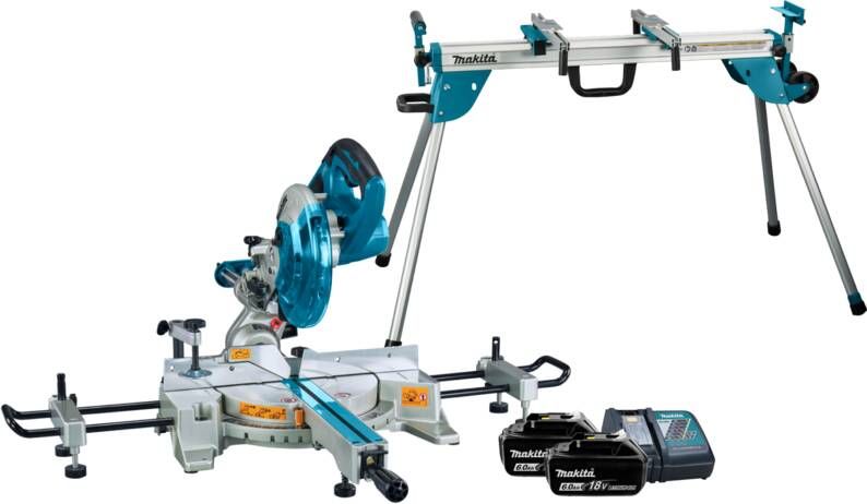 Makita DLS714NZ + 6 0 Ah accu (2x) en lader + Onderstel