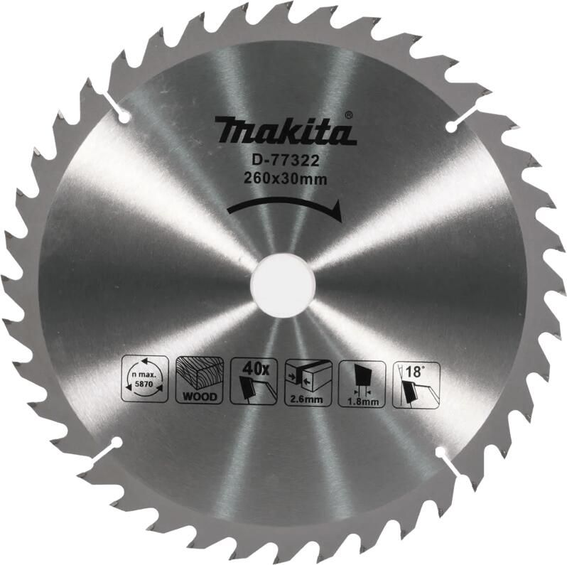 Makita Afkortzaagblad 260x30 40T
