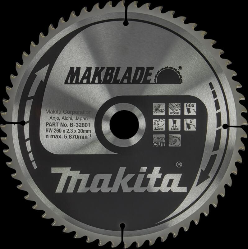 Makita Afkortzaagblad Hout Makblade 260x30x2 3 60T