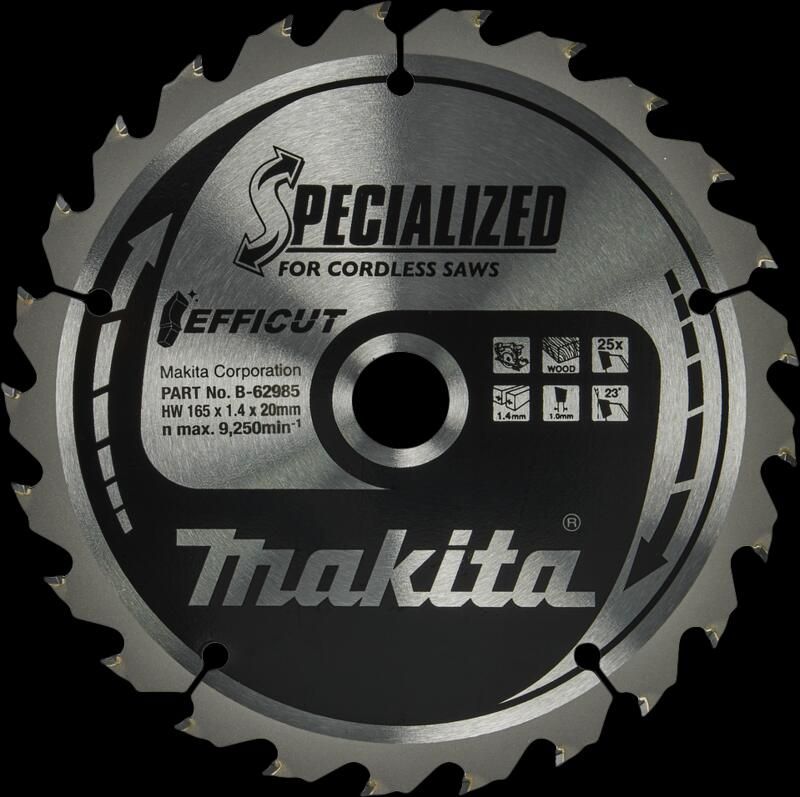 Makita Cirkelzaagblad Hout Efficut 165x20x1 4 25T