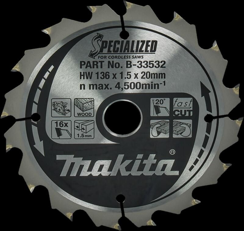 Makita Cirkelzaagblad Hout Specialized 136x20x1 5 16T