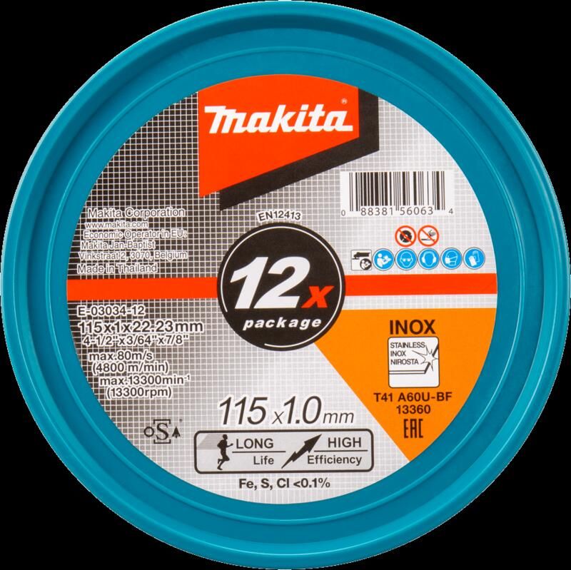 Makita Doorslijpschijf RVS 115 millimeter 12 stuks