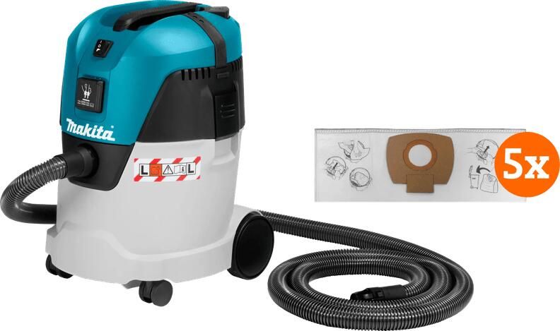 Makita VC2512L + stofzuigerzakken (5x)