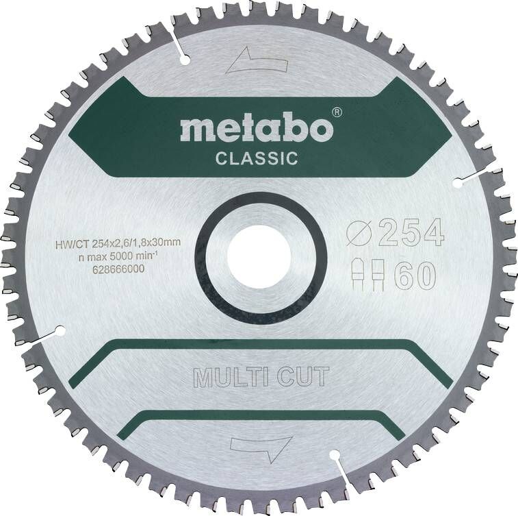 Metabo Multi Cut Zaagblad Universeel 254x30x1 8mm 60T